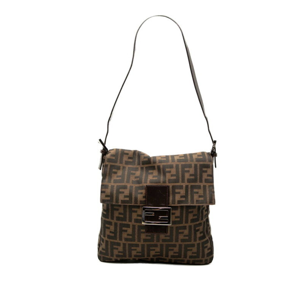 Fendi Zucca FF Logo One-Shoulder Bag, Brown Canvas Leather, Women's FENDI